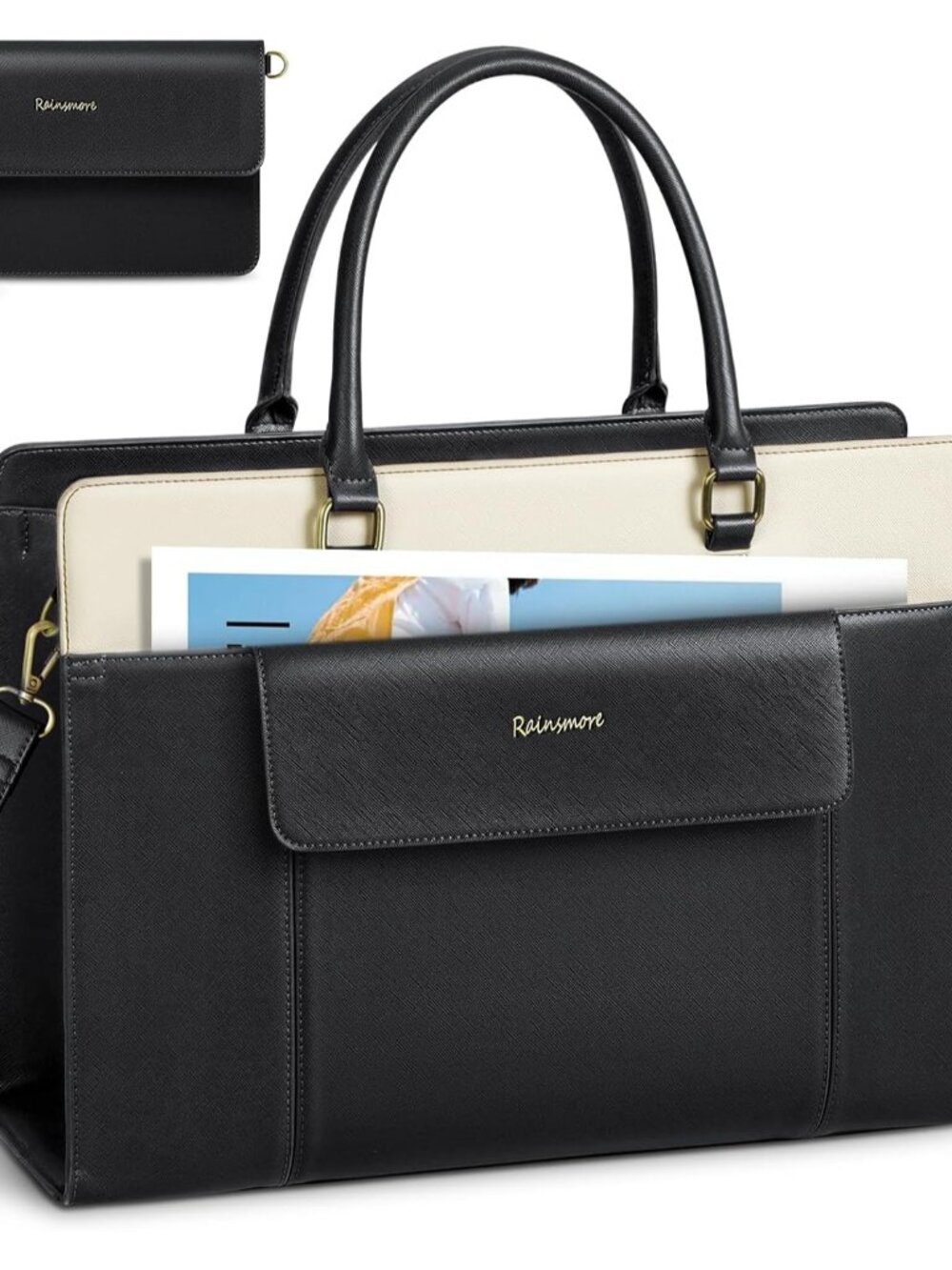 Laptop Bag for Women 15.6 inch Leather Laptop Tote Bag Large Computer Bags Water
